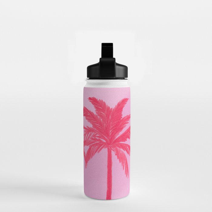 Pink Palm Trees Summer Tropical Aesthetic Water Bottle Gallery Image 2