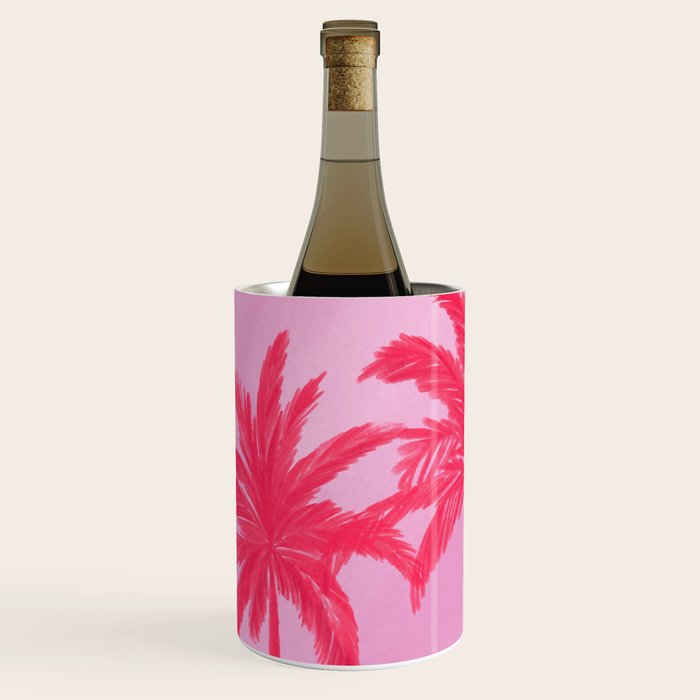 Pink Palm Trees Summer Tropical Aesthetic Wine Chiller Gallery Image 1