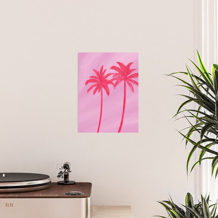 Pink Palm Trees Summer Tropical Aesthetic Poster Gallery Image 2