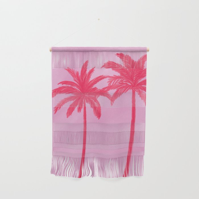 Pink Palm Trees Summer Tropical Aesthetic Wall Hanging Gallery Image 1