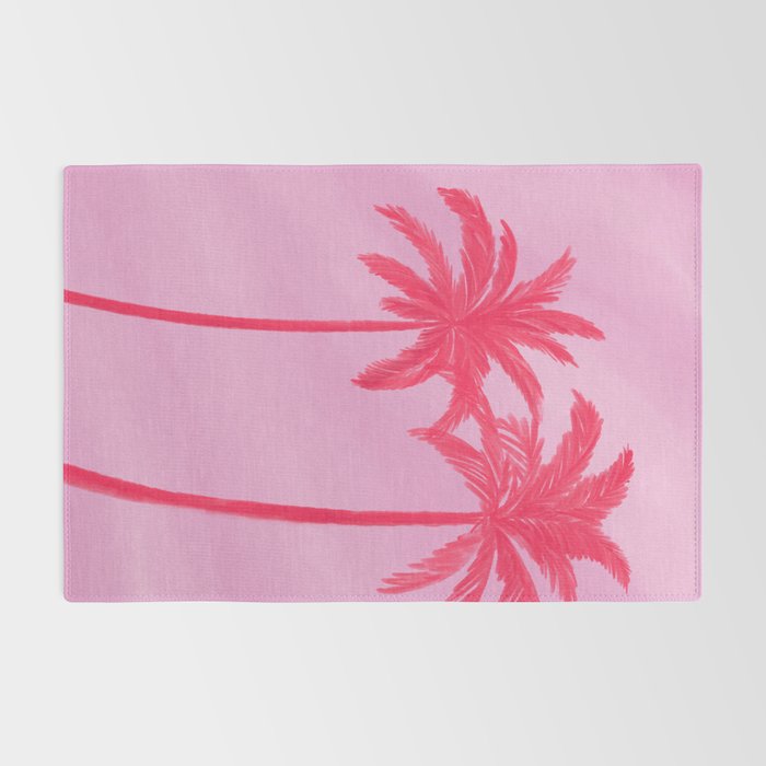 Pink Palm Trees Summer Tropical Aesthetic Rug Gallery Image 2