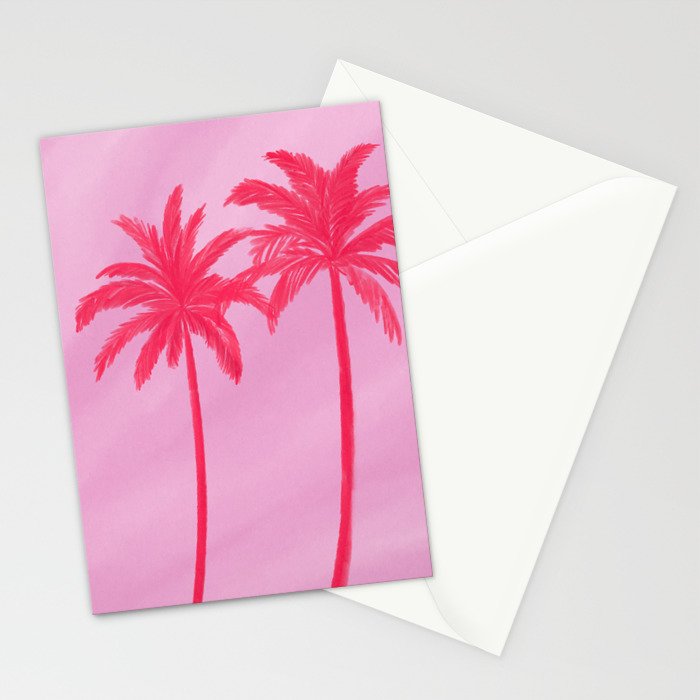 Pink Palm Trees Summer Tropical Aesthetic Stationery Card Gallery Image 2