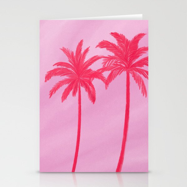 Pink Palm Trees Summer Tropical Aesthetic Stationery Card Gallery Image 1