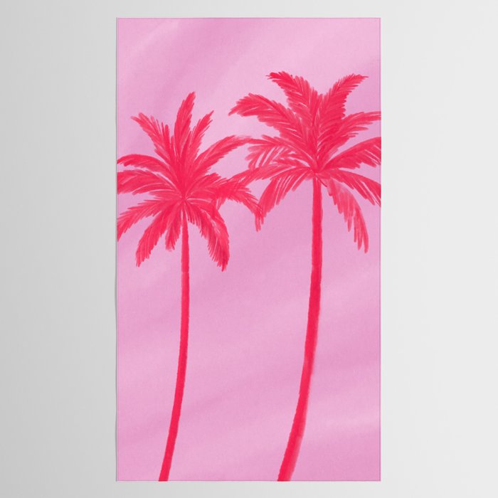 Pink Palm Trees Summer Tropical Aesthetic Tablecloth Gallery Image 2