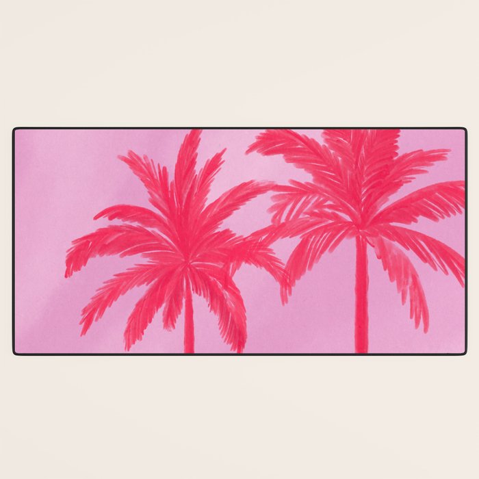 Pink Palm Trees Summer Tropical Aesthetic Desk Mat Gallery Image 3