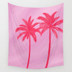Pink Palm Trees Summer Tropical Aesthetic Wall Tapestry Gallery Image 4