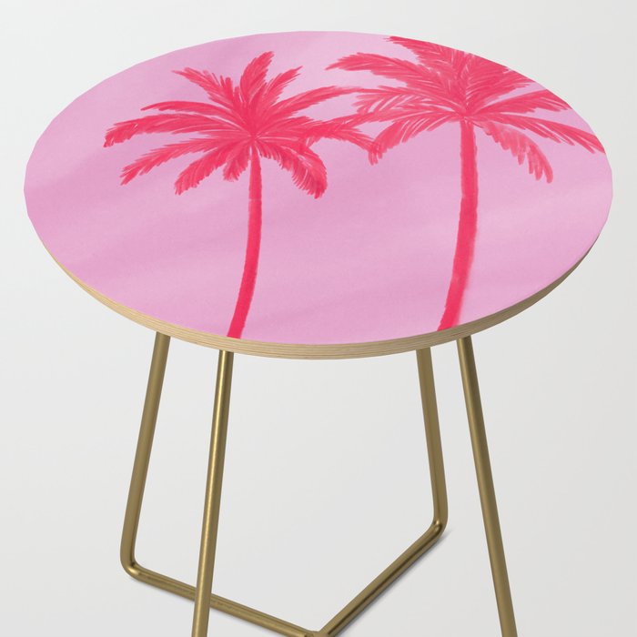 Pink Palm Trees Summer Tropical Aesthetic Side Table Gallery Image 2