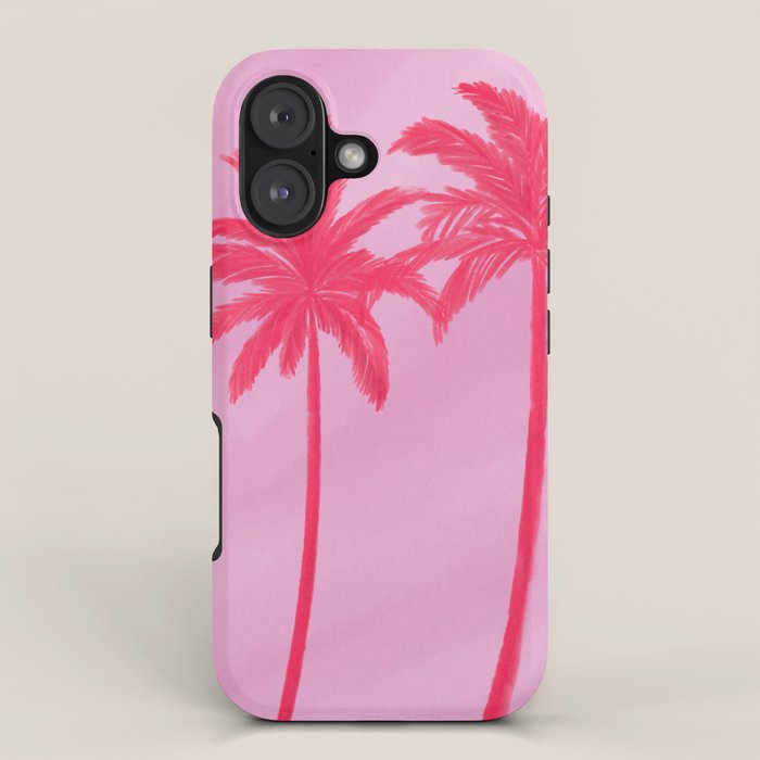 Pink Palm Trees Summer Tropical Aesthetic iPhone Case Gallery Image 1