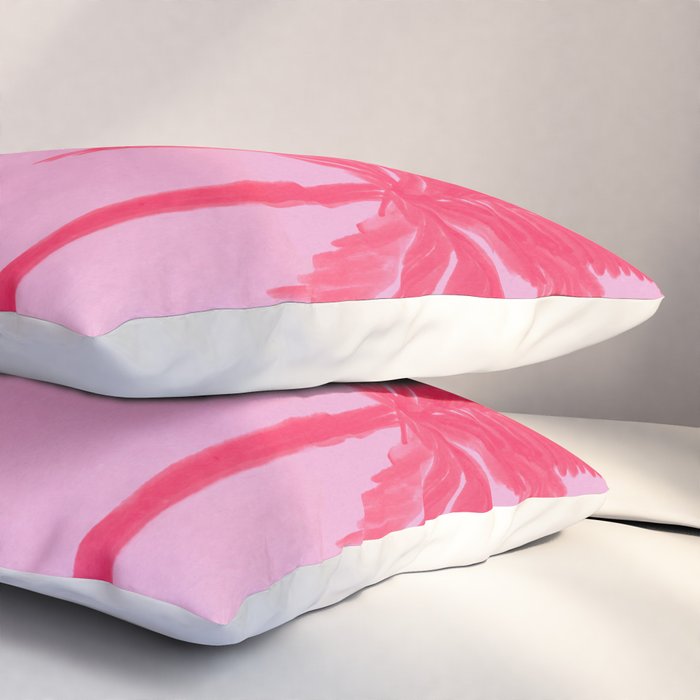 Pink Palm Trees Summer Tropical Aesthetic Pillow Sham Gallery Image 3