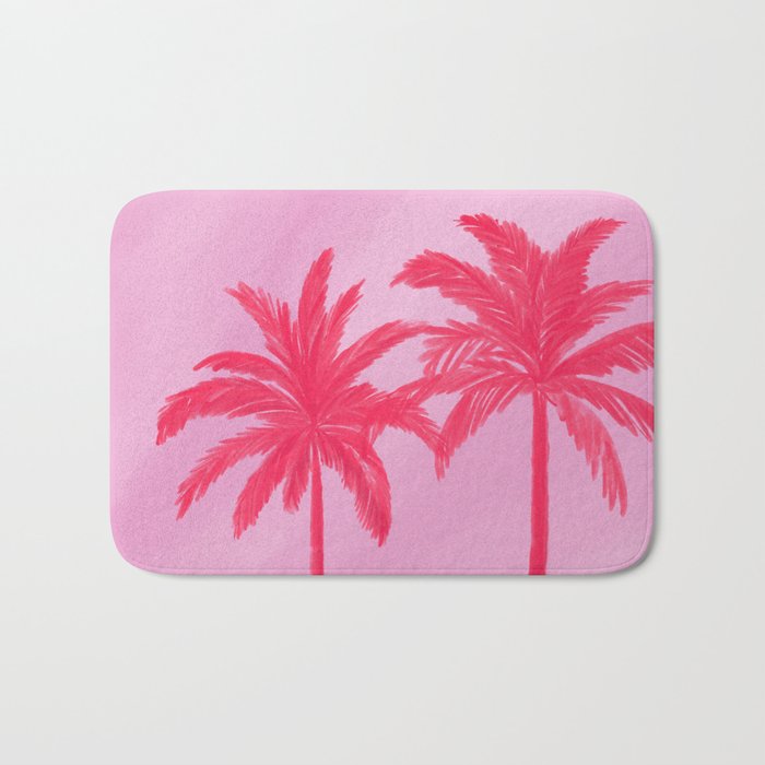 Pink Palm Trees Summer Tropical Aesthetic Bath Mat Gallery Image 1