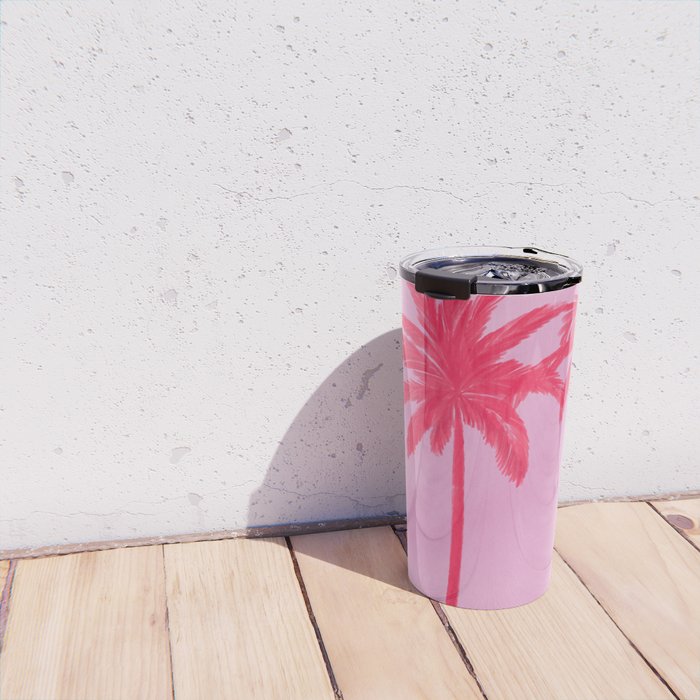 Pink Palm Trees Summer Tropical Aesthetic Travel Mug Gallery Image 4