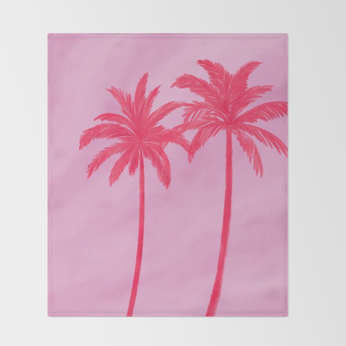 Pink Palm Trees Summer Tropical Aesthetic Throw Blanket Gallery Image 2