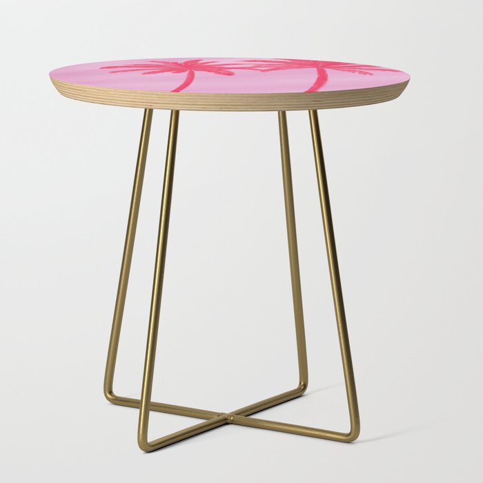Pink Palm Trees Summer Tropical Aesthetic Side Table Gallery Image 1
