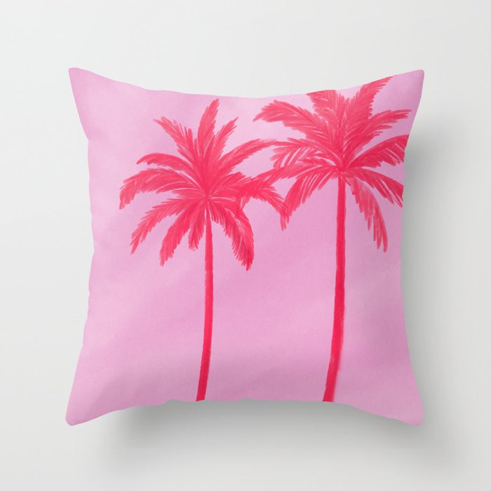 Pink Palm Trees Summer Tropical Aesthetic Throw Pillow Gallery Image 6