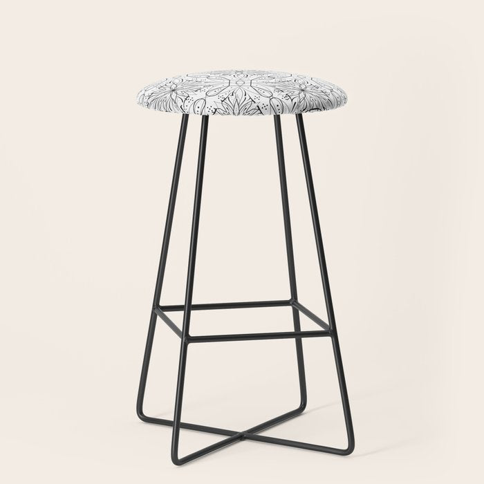 BW starry abstract mosaic B Stool Gallery Image 1