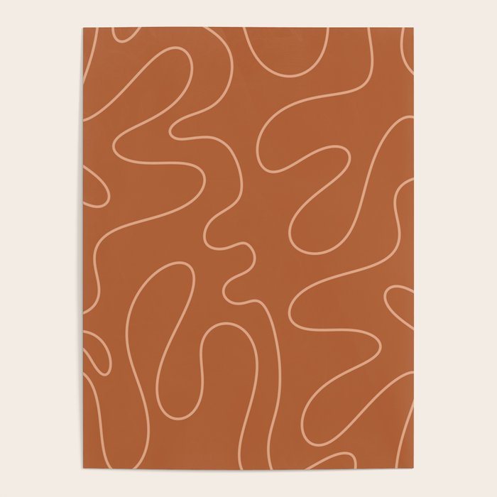 Squiggle Abstract Minimalist Modern Boho Pattern in Terracotta Rust Poster Gallery Image 1