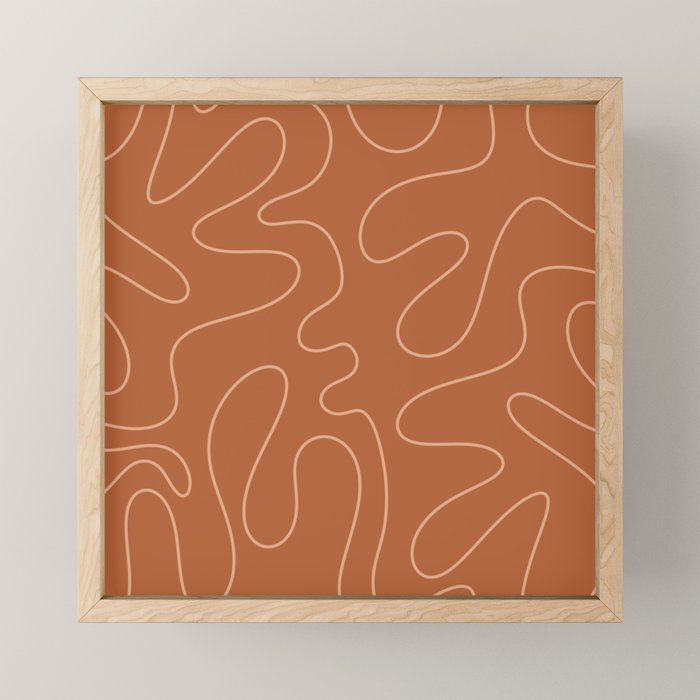 Squiggle Abstract Minimalist Modern Boho Pattern in Terracotta Rust Mini Art Print Gallery Image 1