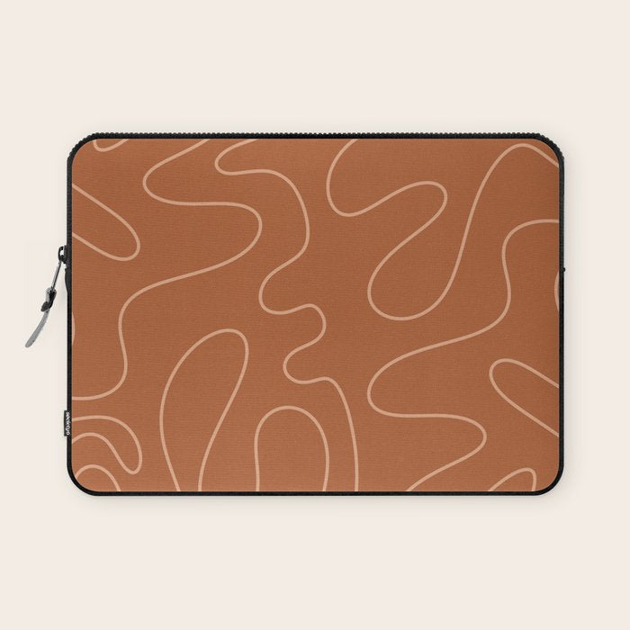 Squiggle Abstract Minimalist Modern Boho Pattern in Terracotta Rust Laptop Sleeve Gallery Image 1