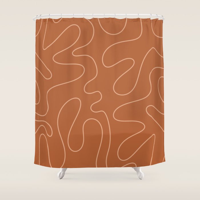 Squiggle Abstract Minimalist Modern Boho Pattern in Terracotta Rust Shower Curtain Gallery Image 1