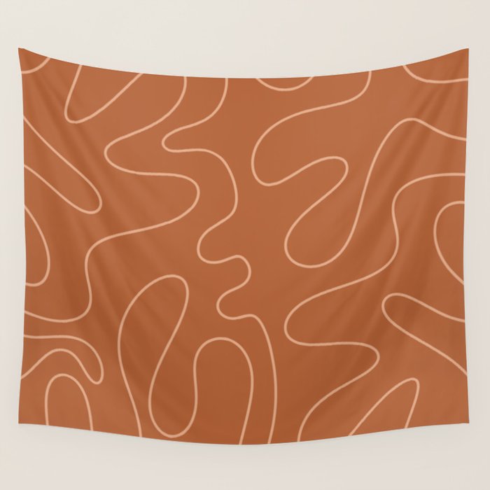 Squiggle Abstract Minimalist Modern Boho Pattern in Terracotta Rust Wall Tapestry Gallery Image 1