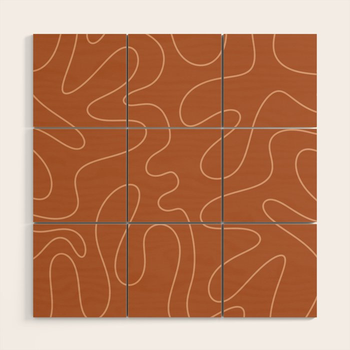 Squiggle Abstract Minimalist Modern Boho Pattern in Terracotta Rust Wood Wall Art Gallery Image 1