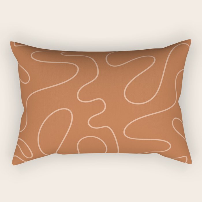 Squiggle Abstract Minimalist Modern Boho Pattern in Terracotta Rust Rectangular Pillow