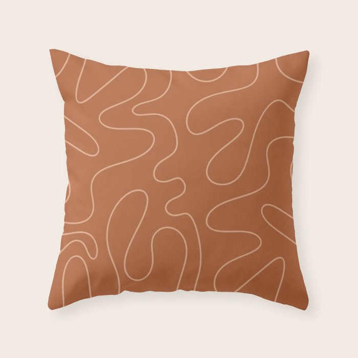 Squiggle Abstract Minimalist Modern Boho Pattern in Terracotta Rust Throw Pillow Gallery Image 6