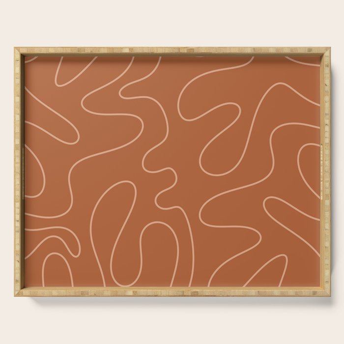 Squiggle Abstract Minimalist Modern Boho Pattern in Terracotta Rust Serving Tray Gallery Image 1