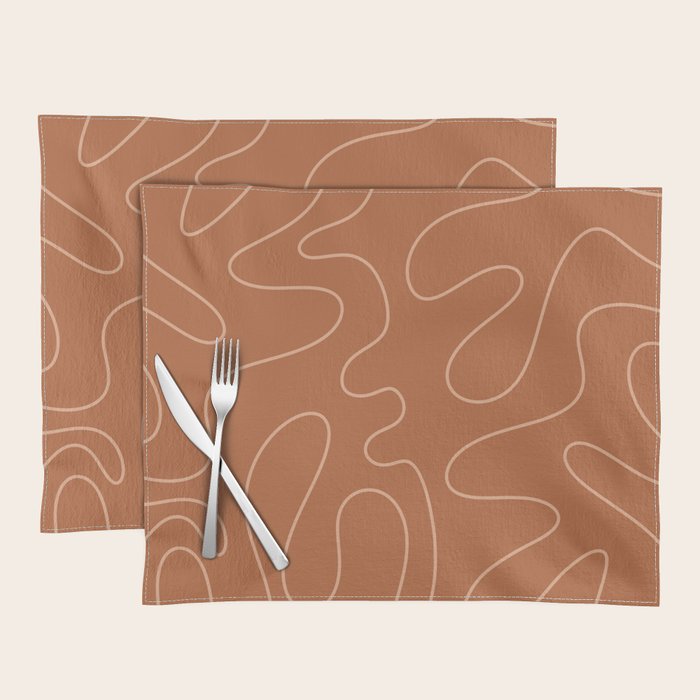 Squiggle Abstract Minimalist Modern Boho Pattern in Terracotta Rust Placemat Gallery Image 1