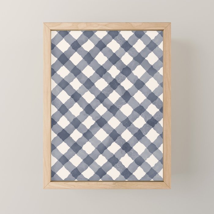 Hand Painted Blue Festive Gingham Theme Mini Art Print Gallery Image 1
