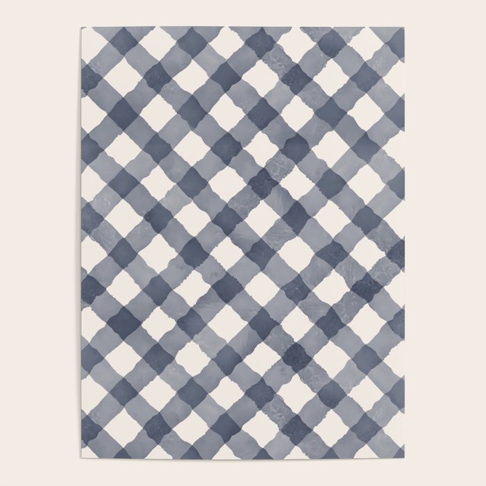 Hand Painted Blue Festive Gingham Theme Poster Gallery Image 4