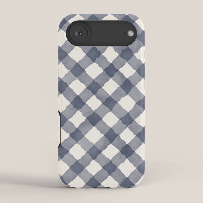 Hand Painted Blue Festive Gingham Theme iPhone Case Gallery Image 2