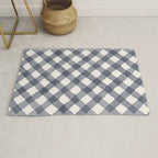 Hand Painted Blue Festive Gingham Theme Rug Gallery Image 1