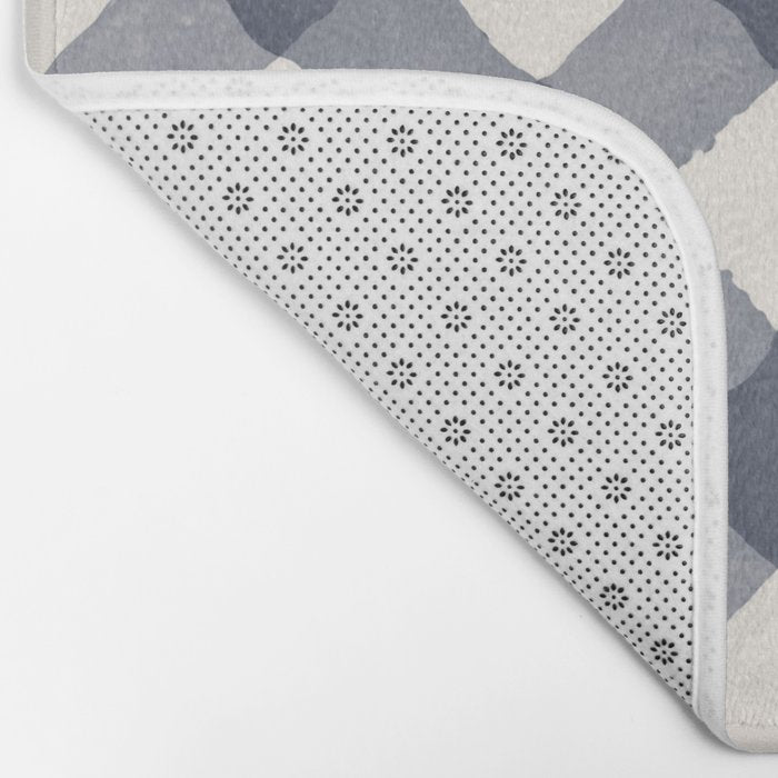 Hand Painted Blue Festive Gingham Theme Bath Mat Gallery Image 2