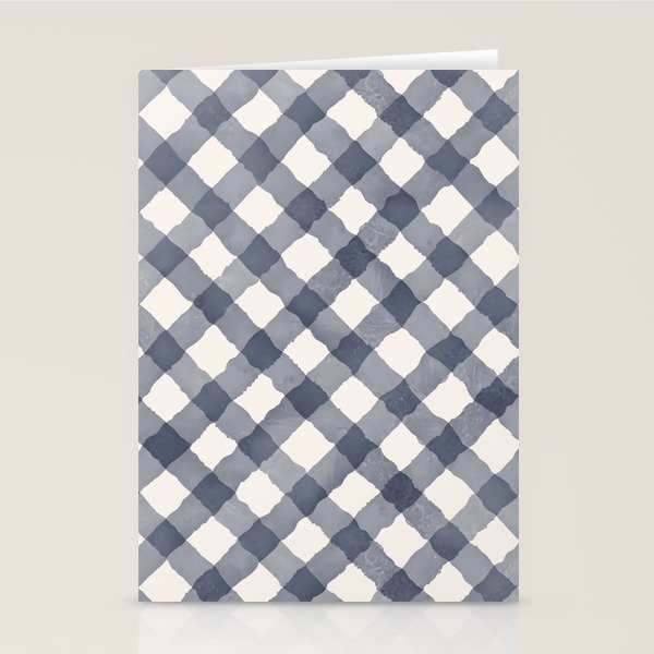 Hand Painted Blue Festive Gingham Theme Stationery Card Gallery Image 2