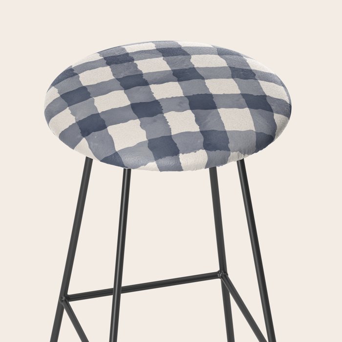 Hand Painted Blue Festive Gingham Theme Stool Gallery Image 2