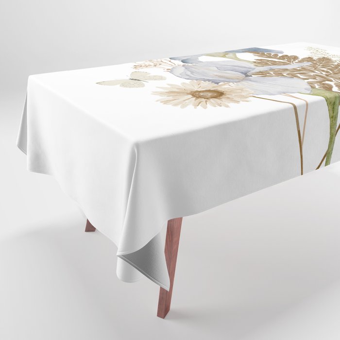 Soft Nature Floral and Butterflies Tablecloth Gallery Image 1