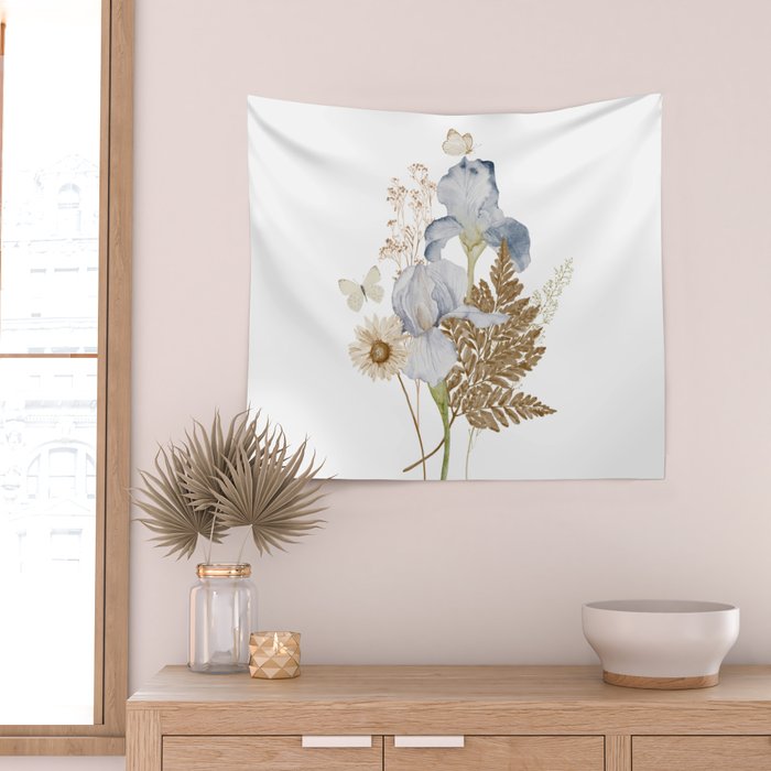 Soft Nature Floral and Butterflies Wall Tapestry Gallery Image 2
