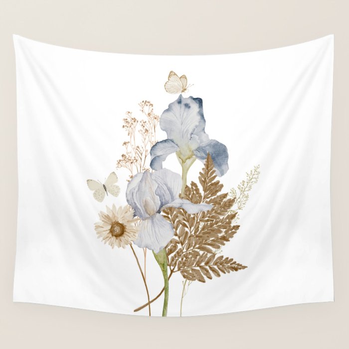 Soft Nature Floral and Butterflies Wall Tapestry Gallery Image 4