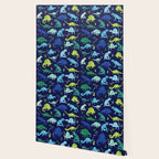 Watercolor Dinosaur Blue Green Dino Pattern Wallpaper Gallery Image 2