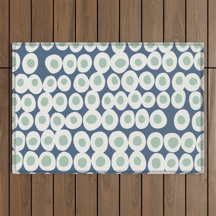 Wonderful bold dots blue and mint Outdoor Rug Gallery Image 1