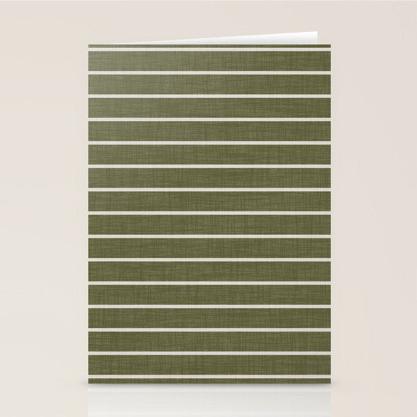 Cozy Stripes In Olive Green Stationery Card Gallery Image 1