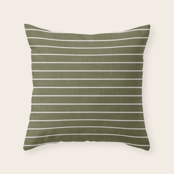 Cozy Stripes In Olive Green Throw Pillow Gallery Image 6