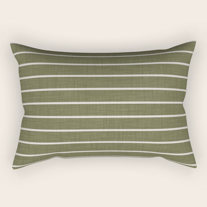 Cozy Stripes In Olive Green Rectangular Pillow Gallery Image 2