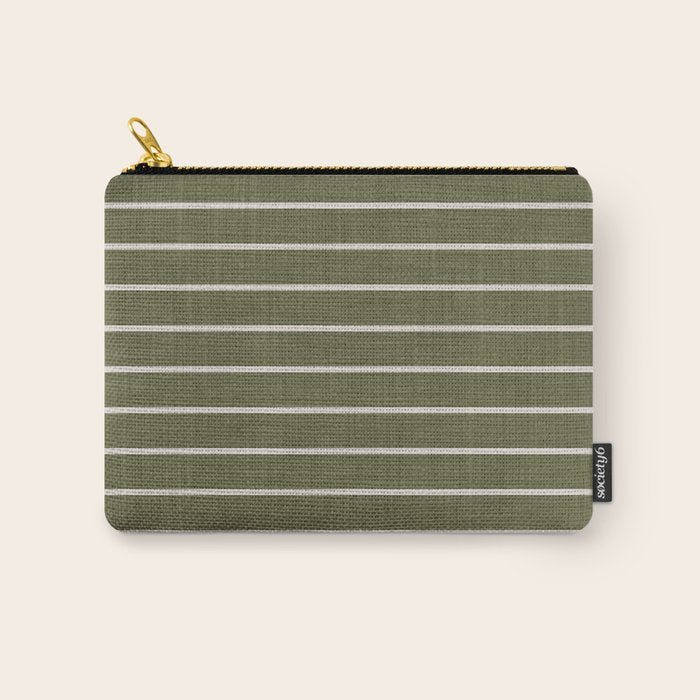 Cozy Stripes In Olive Green Carry All Pouch Gallery Image 1