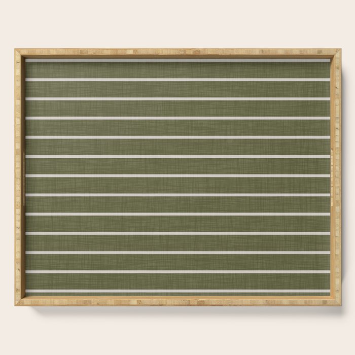 Cozy Stripes In Olive Green Serving Tray Gallery Image 1