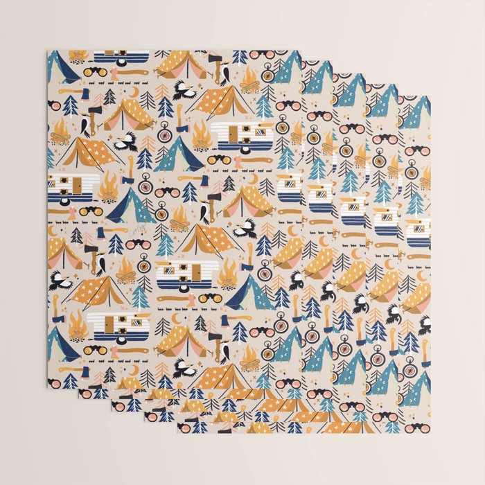 Camping Kit - Orange & Blue Wrapping Paper Gallery Image 3