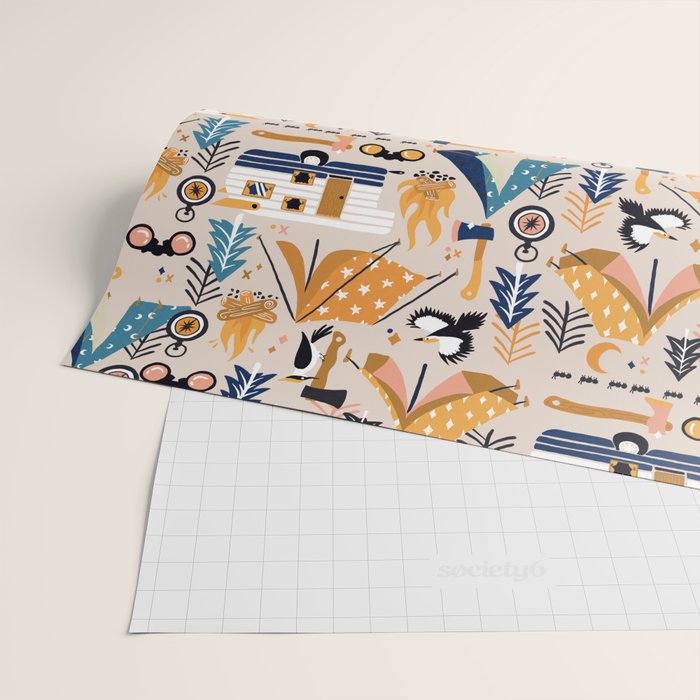 Camping Kit - Orange & Blue Wrapping Paper Gallery Image 2
