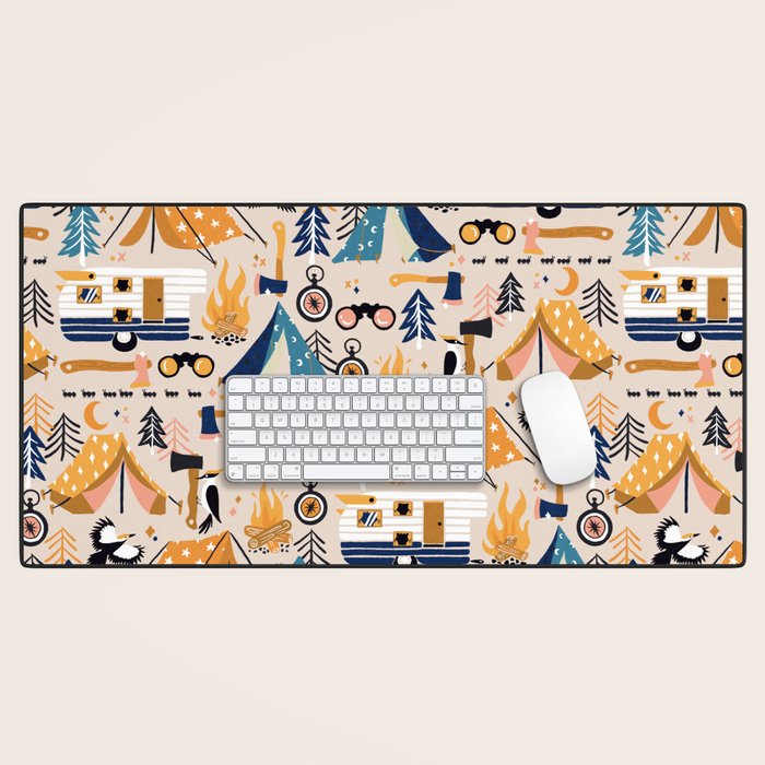 Camping Kit - Orange & Blue Desk Mat Gallery Image 1