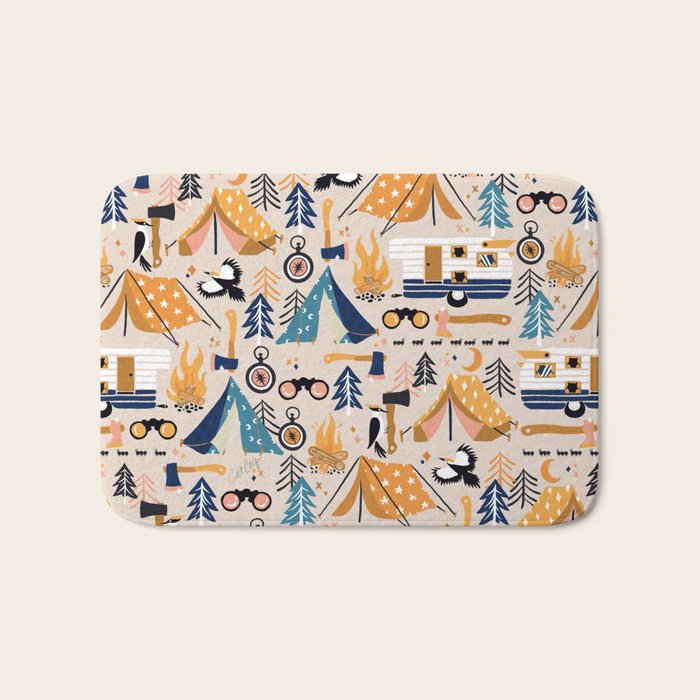 Camping Kit - Orange & Blue Bath Mat Gallery Image 1
